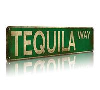 KooLL Cartello stradale Tequila Way Street Vintage Rustico Retrò Decorazione da Parete Divertente Targa in Metallo 10,2 cm x 40,6 cm