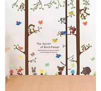 Koomiao Adesivo da parete, decorazione per animali della foresta, decorazione della camera dei bambini, adesivi da parete, rimovibili, per bambini, camera da letto, vivaio, decorazione decorativa, 90