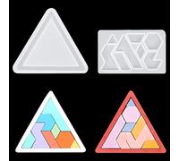 Koonafy 2Pcs Stampi Puzzle per Resina Epossidica Stampo in Silicone per Resina Triangolo Sottobicchieri Stampi in Silicone DIY Gioielleria (puzzle stampi)