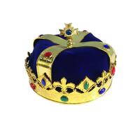 Koongso Copricapo da re reale per bambini e adulti, corona da principe affascinante, corona con strass, per compleanno, Halloween, carnevale, per ragazzi e uomini, blu