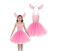 Koongso Costume da alieno per ragazze, Lilo Ohana orecchie di cane fascia Sparkle principessa tulle tutù vestito cartone animato alieno cosplay abiti festa di compleanno vestito