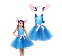 Koongso Costume da alieno per ragazze, Lilo Ohana orecchie di cane fascia Sparkle principessa tulle tutù vestito cartone animato alieno cosplay abiti festa di compleanno vestito