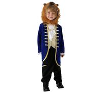 Koongso Costume da bambino ragazzo Bestia Principe reale con giacca blu e pantaloni con copricapo soffice per Halloween, giochi di ruolo, feste in maschera, maschera da Carnevale, Giornata mondiale