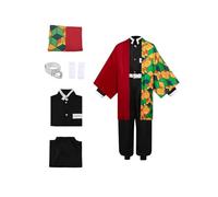 Koongso Costume da cosplay per bambini Tanjirou anime, kimono Tanjirou, uniforme per Halloween, giochi di ruolo, set completo