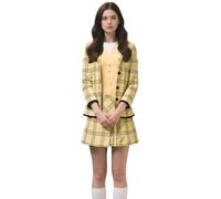 Koongso Costume da donna Cher, vestito da studentessa di cinema, con giacca a quadri gialli, gonna gilet, vintage, anni '90, per feste a tema Halloween
