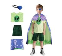 Koongso Costume da Elio per ragazzi, 5 pezzi, per cosplay, per bambini, con camicia aliena, pantaloncini, mantello stellato e benda sugli occhi, costume da ambasciatore della Terra, outfit per