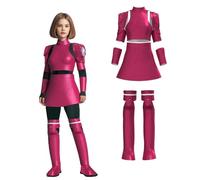 Koongso Costume da Megan per bambini del film horror, per ragazze, costume da Megan Doll Amelia robot, uniforme da combattimento, costume da combattimento per Halloween, palcoscenico, feste, scuola