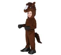 Koongso Costume da pony per Halloween, per bambini e bambine, colore marrone, per cosplay e scuola, con maschera e coda di cavallo