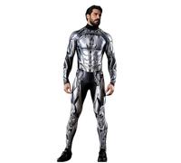 Koongso Costume da supereroe per adulti, da uomo e da donna, stampa 3D, armatura robot, body a maniche lunghe a maniche lunghe, tuta da combattimento per feste di Halloween