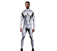 Koongso Costume da uomo con stampa 3D di supereroe robot, costume per Halloween, unisex, per adulti, costume da scheletro robot, tuta cosplay, futuristico cyborg costume