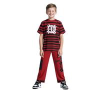 Koongso Costume da Victor Zombies per bambini, per ragazzi e ragazze, per Halloween, vampiri, cosplay, nero e rosso, uniforme da Victor, maglietta e pantaloni punk a righe