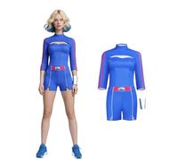 Koongso Costume da zombi per adulti, per donne e ragazze, personaggio del film Addison Zombies, cosplay, pantaloncini e braccialetto, 3 pezzi blu uniforme per Halloween