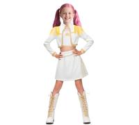 Koongso Costumi da caccia al demone Kpop per bambini, costume cosplay da cacciatore Mira per ragazze bianco stampato vestito da palcoscenico anime idolo abiti per Halloween