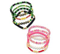 Koongso Elphaba Glinda - Braccialetti dell'amicizia abbinati con scritta "Good Witch Bad Witch", accessori per migliori amici, per fan e feste, 8 Pcs, Plastica plastica Ceramica morbida, Nessuna