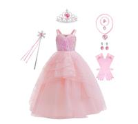Koongso Glinda The Good Witch Costume, rosa strega costume da principessa in tulle a bolle, abito da festa con paillettes con corona e bacchetta