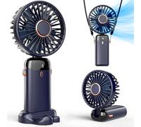 Koonie Ventilatore Tascabile USB, Mini Ventilatore Portatile Mano, Ventilatore Pieghevole Ricaricabile, Ventilatore a batteria con Display Digitale, 5 velocità Ventilatori USB, Regolabile a 90°