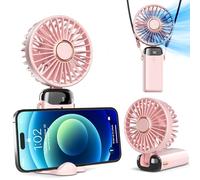 Koonie Ventilatore portatile a batteria, con base, 8 ore, display digitale, 5 velocità, regolabile a 90°, ricaricabile, per interni ed esterni, colore: rosa