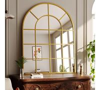 Koonmi 100 x 75 cm, specchio da parete a cupola con griglia in vetro temperato a prova di esplosione, adatto per camera da letto, ingresso, oro