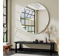 Koonmi 106 cm specchio rotondo d'argento, grande specchio da parete rotondo con cornice in alluminio per lavabo, soggiorno, camera da letto, decorazione della parete d'ingresso