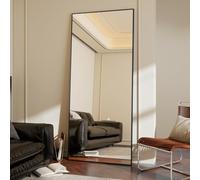 Koonmi 163 x 53 cm Specchio da Terra, robusto specchio a figura intera con cornice in alluminio sottile minimalista, moderno grande specchio da parete da appoggiare o da appendere per soggiorno e