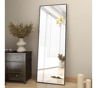 Koonmi 163 x 53 cm Specchio da Terra, robusto specchio a figura intera con cornice in alluminio sottile minimalista, moderno grande specchio da parete da appoggiare o da appendere per soggiorno e