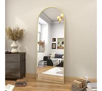 Koonmi - Specchio ad arco a figura intera, 44 x 147 cm, grande, da montare/appoggiare alla parete, a pavimento, per spogliatoio, soggiorno, oro