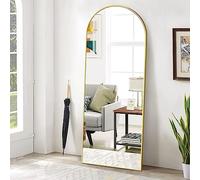 Koonmi - Specchio ad arco a figura intera, 53 x 163 cm, grande, da montare/appoggiare alla parete, a pavimento, per spogliatoio, soggiorno, oro