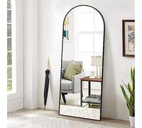 Koonmi - Specchio ad arco a figura intera, 53 x 163 cm, grande, da montare/appoggiare alla parete, a pavimento, per spogliatoio, soggiorno, nero
