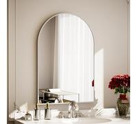 Koonmi Specchio argento 51 × 76 cm specchio decorativo da parete arco semicircolare specchio da parete argento specchio da bagno con cornice in alluminio per bagno, corridoio, soggiorno, camera da