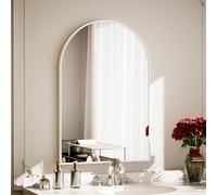 Koonmi Specchio bianco 51 × 76 cm decorativo da parete ad arco semicircolare, specchio bianco da parete con cornice in alluminio per bagno, corridoio, soggiorno, camera da letto