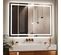 Koonmi Specchio da bagno a LED, 120 x 90 cm, 3 modalità di illuminazione regolabili, specchio da bagno intelligente illuminato con luce anteriore e posteriore, funzione memoria, montato a parete