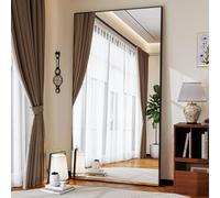 Koonmi Specchio grande da 89 x 198 cm, robusto specchio per tutto il corpo con telaio in alluminio minimalista sottile, moderno grande specchio da parete in piedi o da appendere, per soggiorno e