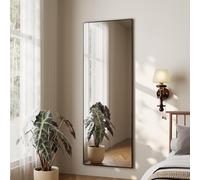 Koonmi Specchio per porta, 41 x 127 cm, specchio da parete con 2 ganci regolabili in altezza sopra la porta, specchio sospeso con telaio in lega di alluminio, per guardaroba e camera da letto, nero
