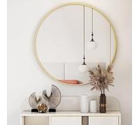 Koonmi - Specchio rotondo da 60 cm, specchio dorato, specchio da parete rotondo con cornice in lega di alluminio per bagno, toeletta, soggiorno, camera da letto, decorazione da parete