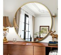 Koonmi Specchio rotondo da parete, 91 cm, per bagno, soggiorno, camera da letto, ingresso, cornice dorata