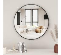 Koonmi Specchio rotondo nero da 60 cm, specchio da parete circolare con telaio in lega di alluminio, classico per bagno sopra il lavandino, moderno da appendere alla parete del corridoio, colore nero