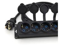 KOOP Elektro 15 m Cavo di prolunga in gomma con 4 prese Schuko per giardino esterno IP44 16A 230V H05RRR-F 3 x 1,5 (15 m, 4 prese)