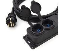 KOOP Elektro Cavo di prolunga in gomma da 30 m con 2 prese Schuko per giardino esterno IP44 16A 230V H05RR-F 3 x 1,5 (30 m, 2 prese)