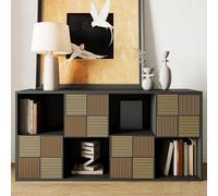 KOOPMAD Libreria, scaffale su 4 livelli, mobile portaoggetti con 4 ante e 4 scomparti aperti, utilizzabile in orizzontale o sul lato, 30 x 60 x 125 cm, per soggiorno, ufficio, camera da letto (nero)