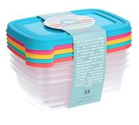 KOOPMAN - Confezione da 5 pezzi, 5 x 600 ml, coperchio assorti colori