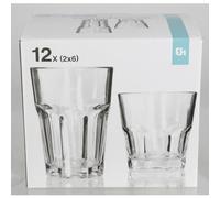 Koopman Set di 4 bicchieri da 12 bicchieri in vetro per long drink, cocktail bevande, stoviglie