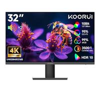 KOORUI Freesync E3241A - Monitor UHD 4K da 32", 3840 x 2160, 95% DCI-P3 e HDR10, colore 10 bit, rapporto di contrasto 3500:1, altoparlanti integrati, GTG 3ms, VESA, HDMI/DP per casa, lavoro, ufficio e