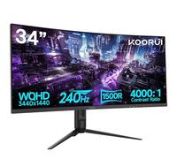 KOORUI Monitor 34 pollici, WQHD 3440x1440, 240 Hz, 1 ms, HDR400, curvatura 1500R,altezza/rotazione/inclinazione regolabili, sincronizzazione adattiva, modalità PBP/PIP, NERO