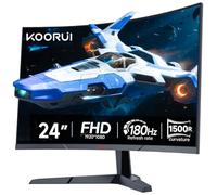 KOORUI Monitor da Gaming Curvo 24 Pollici 180Hz, 1ms, 1920x1080 FHD, 1500R, Adaptive-Sync, HDR10, VESA, cavi DP e HDMI inclusi