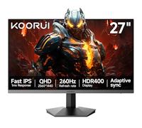 KOORUI Monitor da giocoFlat Fast IPS da 27 pollici,QHD 2560×1440,260 Hz +1 MS, HDR400 + 99% sRGB,regolazione dell'inclinazione da -5 a 20°, porte HDMI 2.0×2 + DP 1.4, NERO