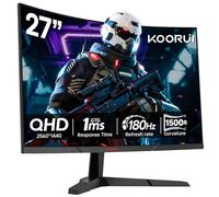 KOORUI Monitor Gaming QHD 27 Pollici VA, 2560x1440, 180Hz, 1ms, Adaptive-Sync, HDR10, VESA, Compatibile con cavi DP e HDMI