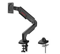 KOORUI Supporto da tavolo per monitor singolo per schermo da 17-32", verticale, girevole, regolabile con molla a gas con morsetto a C/base di montaggio con occhiello, VESA 75/100 mm, capacità di