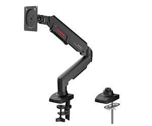 KOORUI Supporto da tavolo per monitor singolo per schermo da 17-32", verticale, girevole, regolabile con molla a gas con morsetto a C/base di montaggio con occhiello, VESA 75/100 mm, capacità di