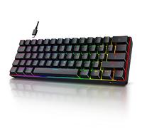 KOORUI Tastiere da gioco, 60% tastiera meccanica 26 RGB retroilluminata cablata layout UK 61 tasti con interruttore marrone per Windows MacOS Linux