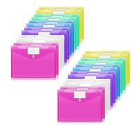 KOOSREEL 24 pezzi A4 borsa portadocumenti, 6 colori borsa portadocumenti in PVC trasparente, astuccio con cerniera con patta, chiusura a scatto ed etichetta, per ufficio, viaggi, forniture